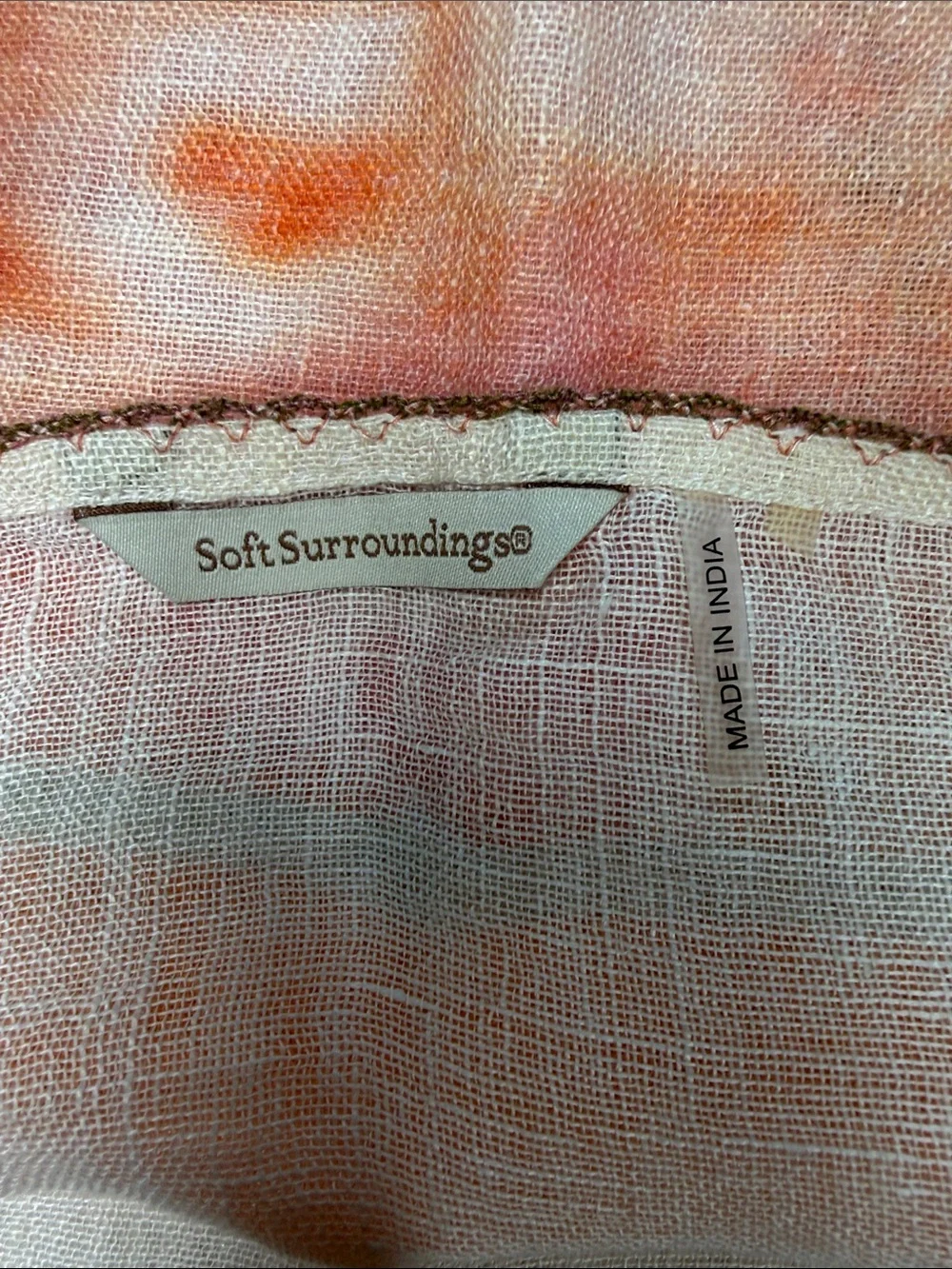 Soft Surroundings linen kimono shrug with embroidered edges